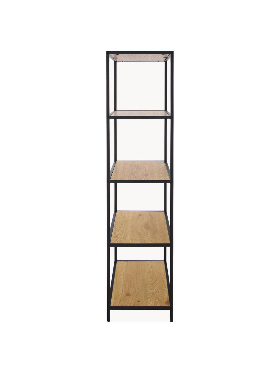 Estantería Seaford, Estantes: tablero de fibras de dens, Estructura: metal con pintura en polv, Beige en aspecto madera, negro, An 77 x Al 150 cm