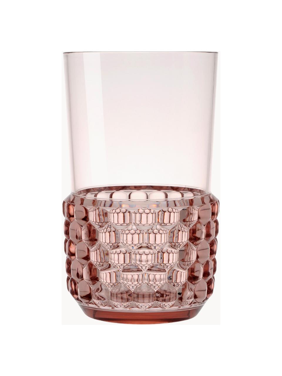 Bicchieri con motivo strutturato Jellies 4 pz, Plastica, Rosa chiaro, Ø 9 x Alt. 15 cm, 600 ml