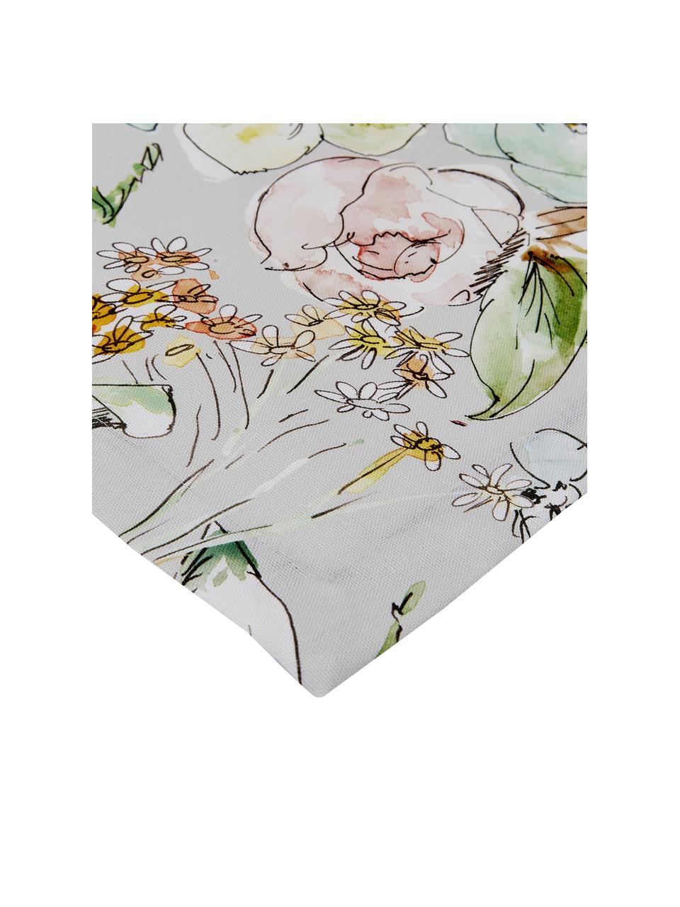 Nappe en coton avec motif de fleurs Angelina, 100 % coton, Multicolore, Pour 4 à 6 pers. (larg. 130 x long. 170 cm)