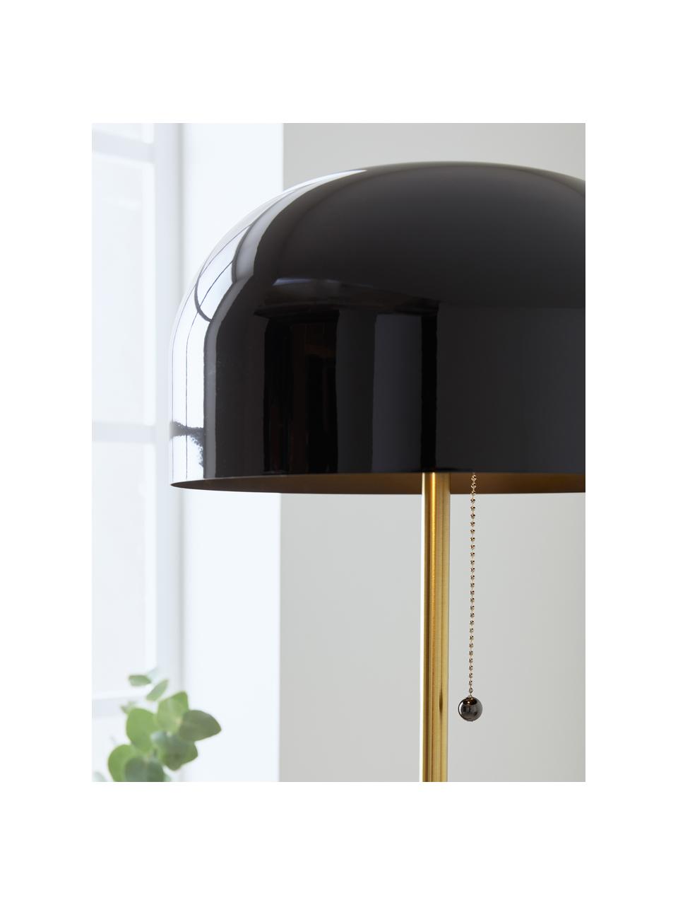 Lámpara de pie Blanca, Cable: cubierto en tela, Estructura: madera de roble, negro pintado Patas: dorado brillante cepillado, Ø 35 x Al 140 cm