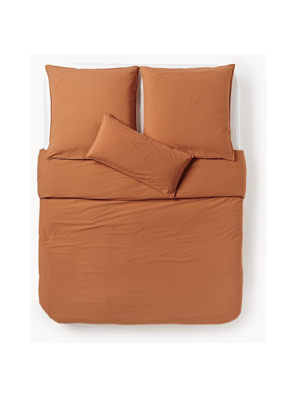 Housse de couette en percale de coton Debbie, Terracotta, larg. 200 x long. 200 cm