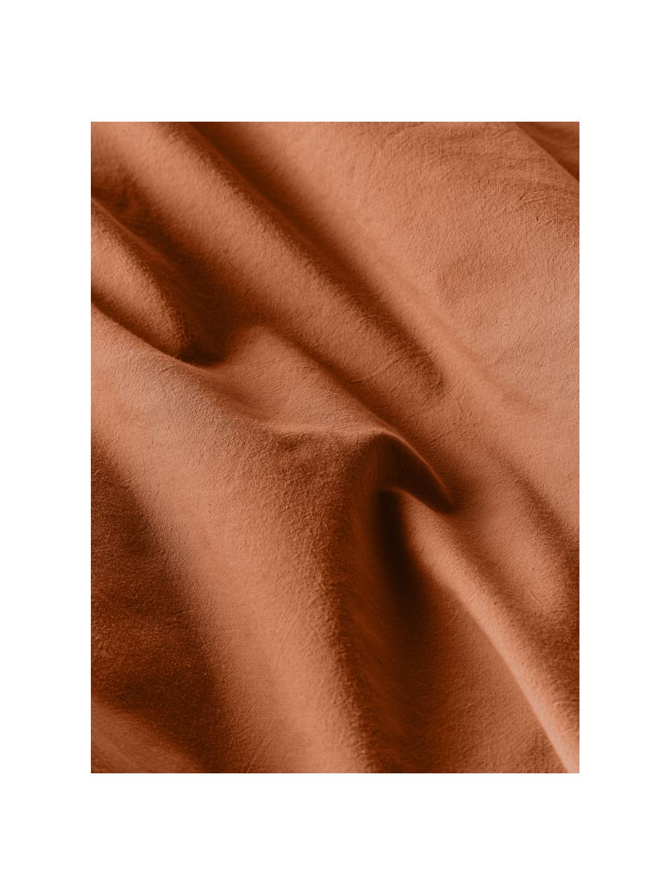 Housse de couette en percale de coton Debbie, Terracotta, larg. 200 x long. 200 cm