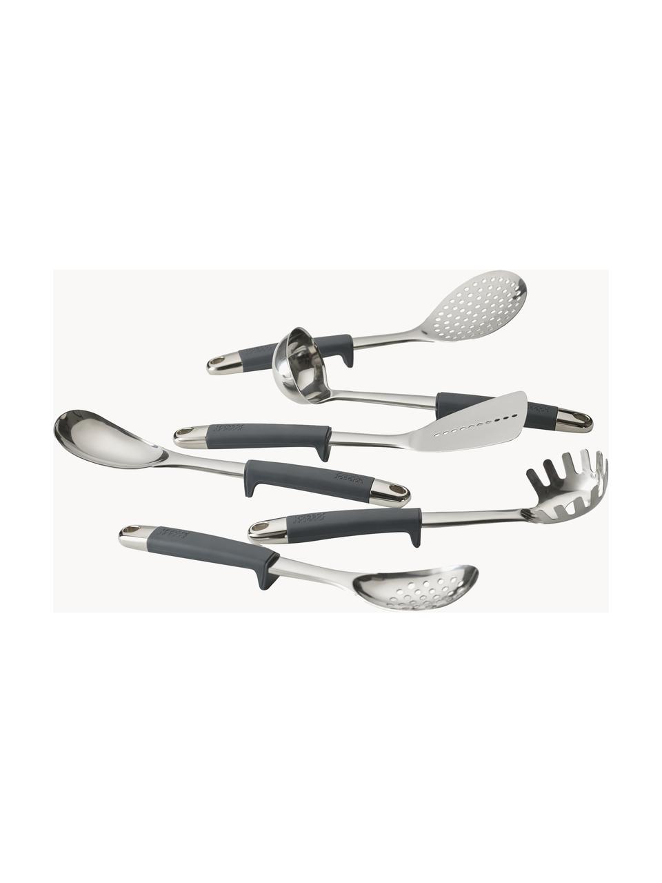 Ustensiles de cuisine avec support Elevate, 7 élém., Trempé nylon, silicone, Acier inoxydable, noir, Lot de différentes tailles