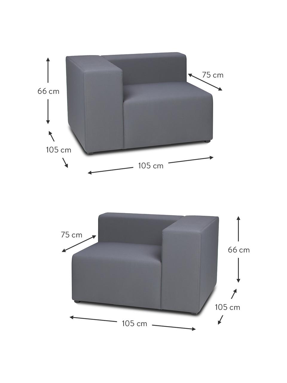 Zewnętrzna sofa modułowa Lennon (3-osobowa), Tapicerka: 88% poliester, 12% poliet, Stelaż: płyta sitodrukowa wodoodp, Ciemnoszara tkanina, S 210 x G 105 cm