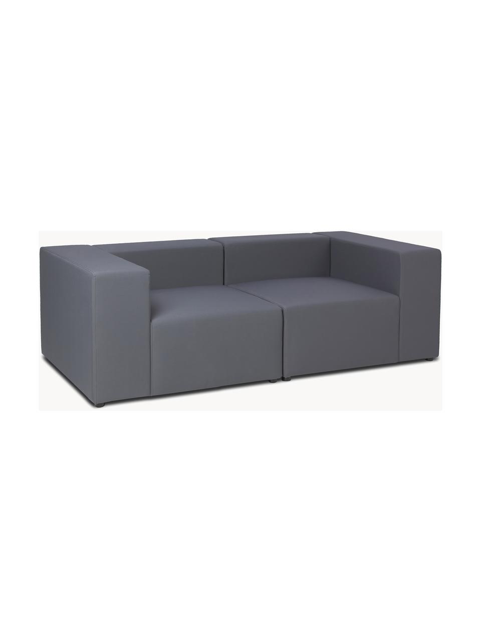 Modulares Outdoor-Sofa Simon (3-Sitzer), Bezug: 88% Polyester, 12% Polyet, Gestell: Siebdruckplatte, wasserfe, Dunkelgrau, B 210 x T 105 cm