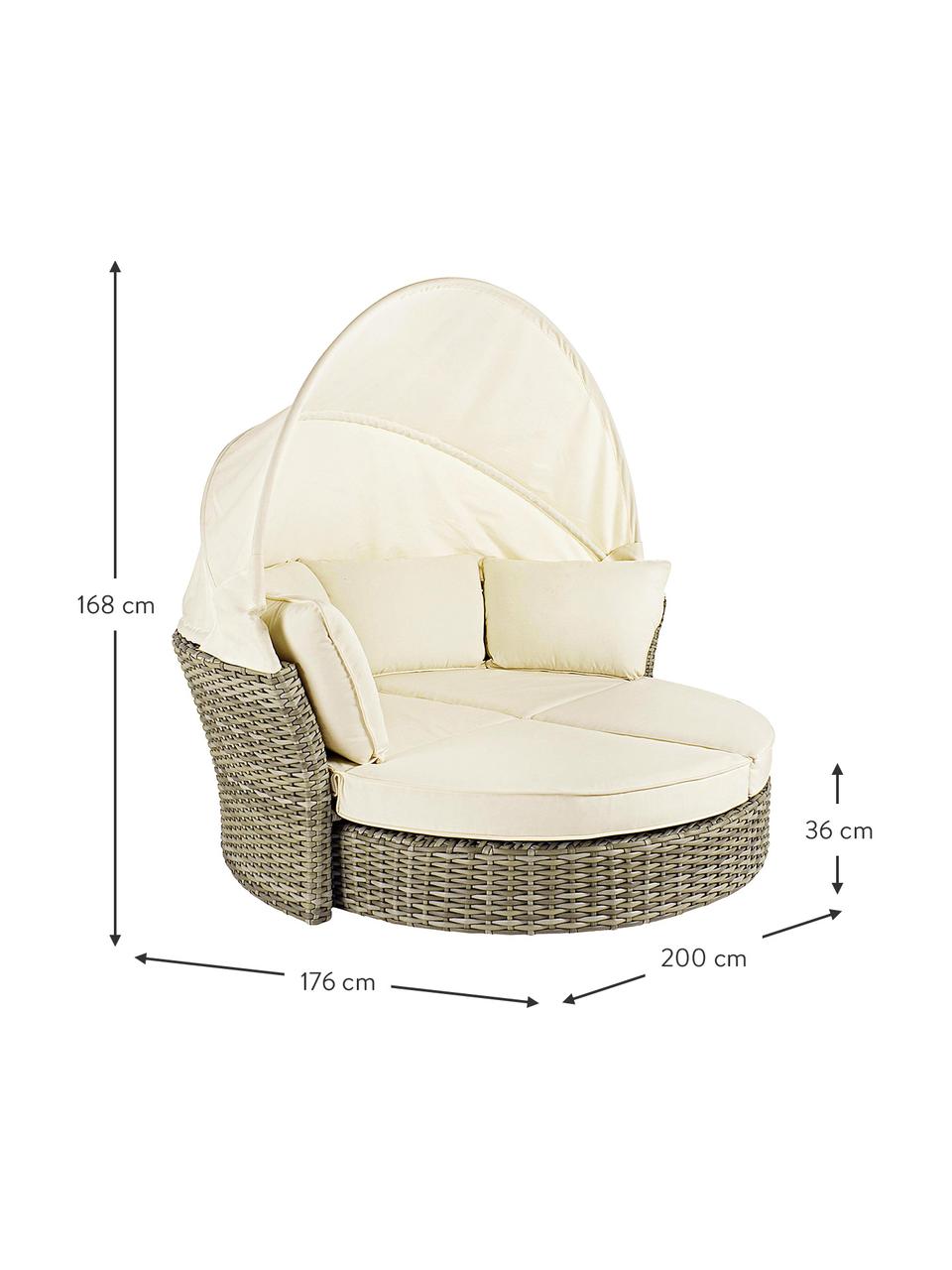 Canapé lounge blanc Lesly, Beige, taupe avec teinte verte, larg. 200 x haut. 168 cm