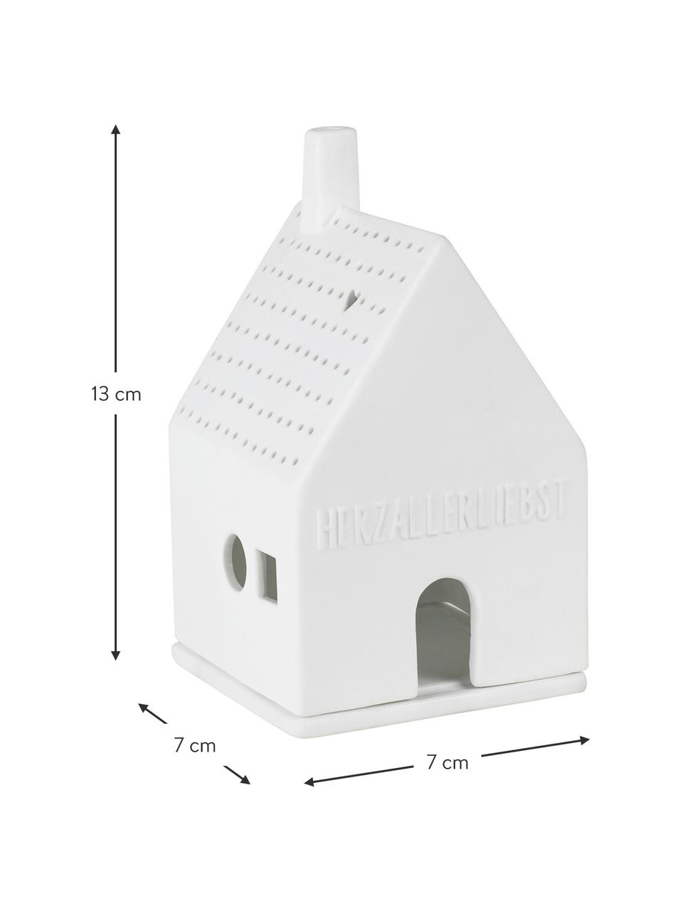 Photophore maison porcelaine blanc Living, Porcelaine, Blanc, larg. 7 x haut. 13 cm