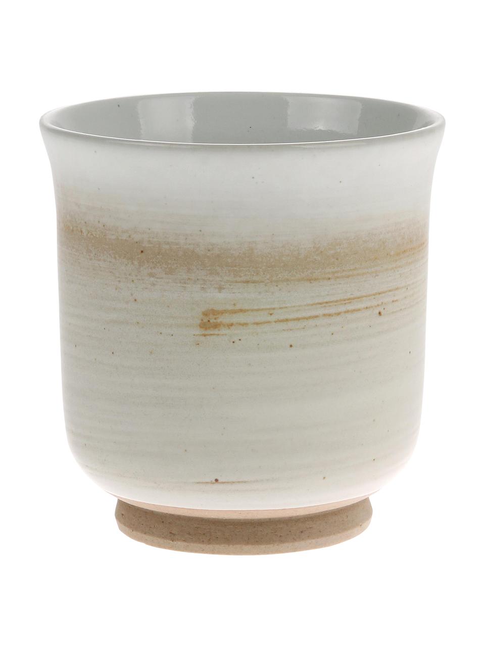 Tazza senza manico stile giapponese Yunomi 2 pz, Gres, Marrone, bianco, crema, Ø 8 x Alt. 9 cm