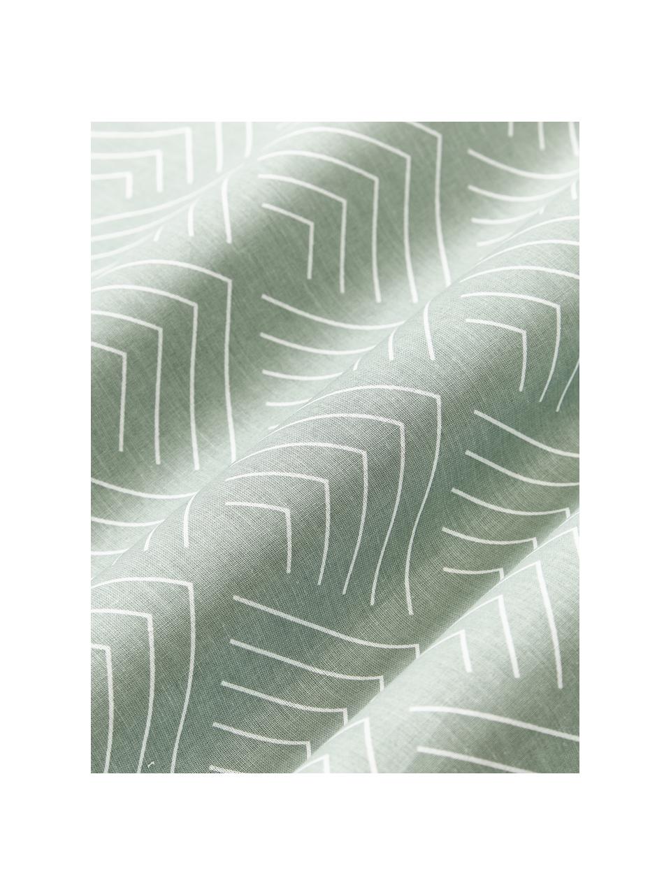 Housse de couette en coton motif graphique Milano, Vert sauge, larg. 200 x long. 200 cm