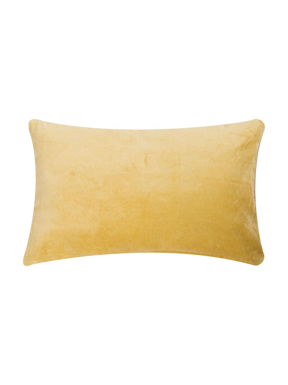 Coussin en velours jaune Velvet, Jaune, beige clair