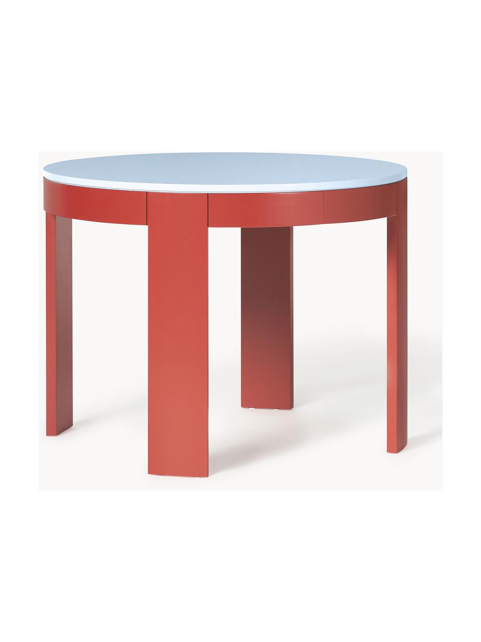 Table extensible Samos, 100 - 140 x 75 cm, Bleu clair, rouge, larg. 100 - 140 x prof. 100 cm