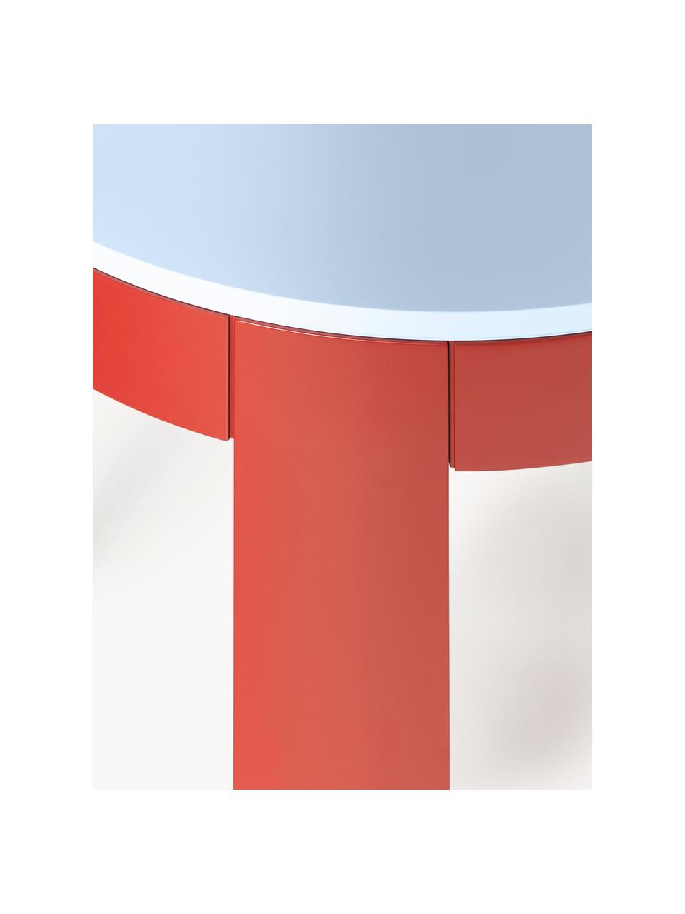 Mesa de comedor extensible Samos, 100-140 x 75 cm, Tablero: tablero de fibras de dens, Patas: madera de haya maciza Est, Azul claro, rojo, An 100/140 x F 100 cm