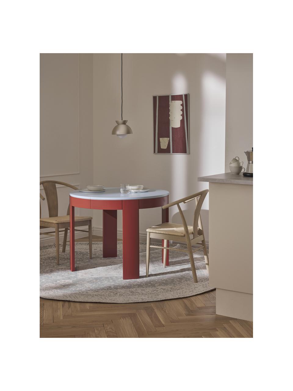 Kulatý rozkládací jídelní stůl Samos, Světle modrá, červená, Š 100/140 cm, H 100 cm