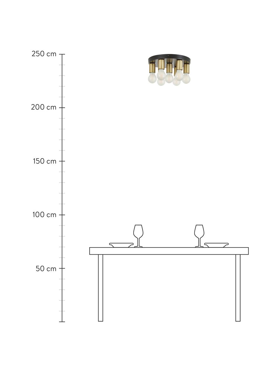 Stropná lampa Plate, Čierna, odtiene zlatej