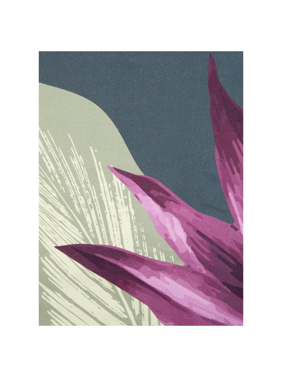 Baumwollsatin-Kissenbezug Flora, Webart: Satin Fadendichte 210 TC,, Petrol, Mehrfarbig, B 65 x L 100 cm