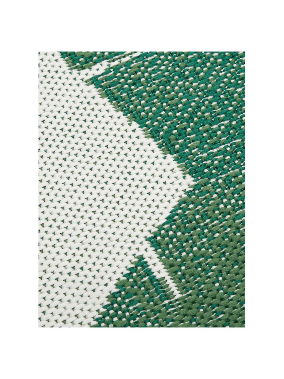Vnitřní a venkovní koberec se vzorem listů Jungle, 86 % polypropylen, 14 % polyester, Krémově bílá, zelená, Š 80 cm, D 150 cm (velikost XS)