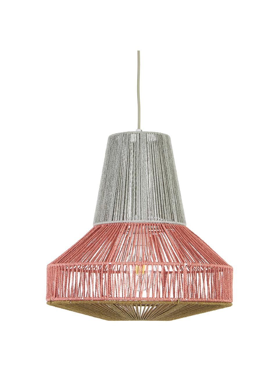 Lampada a sospensione boho Tonny, Paralume: cotone, Struttura: metallo, Baldacchino: metallo, Grigio, rosso terracotta, beige, Ø 45 cm