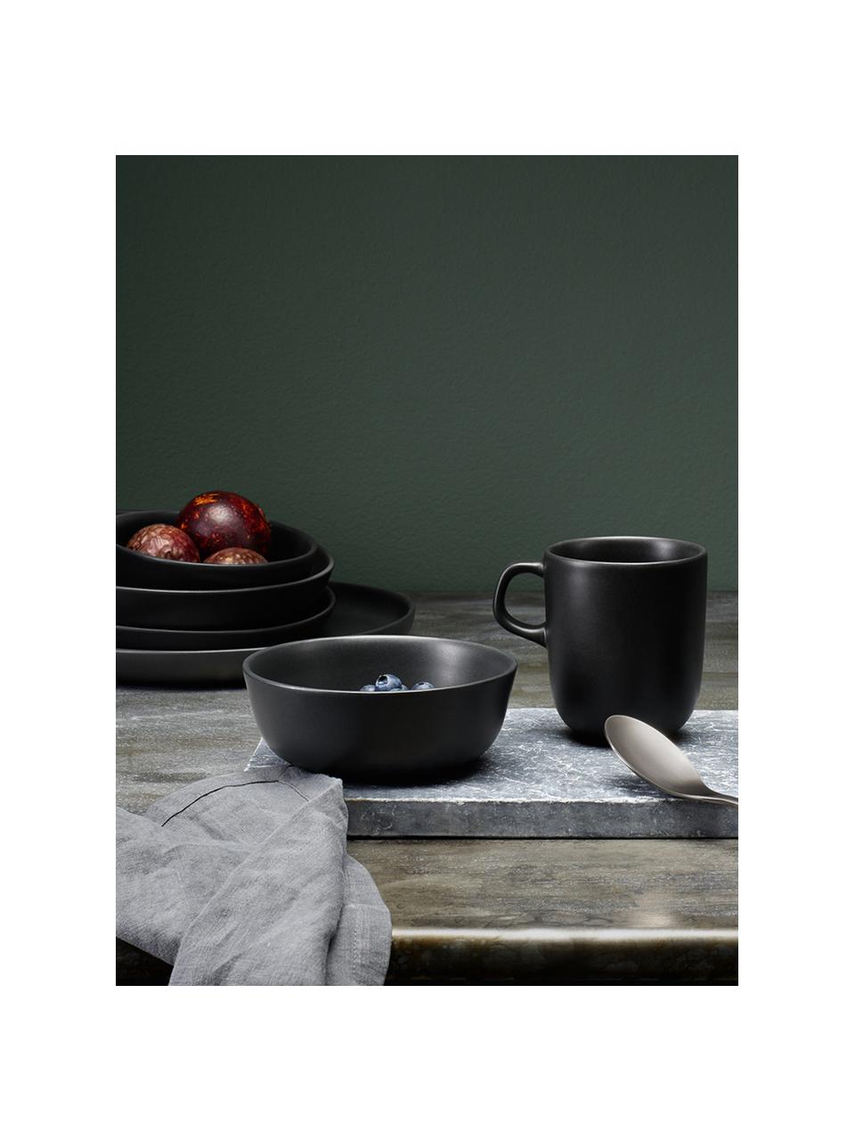 Schalen Nordic Kitchen van keramiek in mat zwart, 4 stuks, Keramiek, Mat zwart, 400 ml