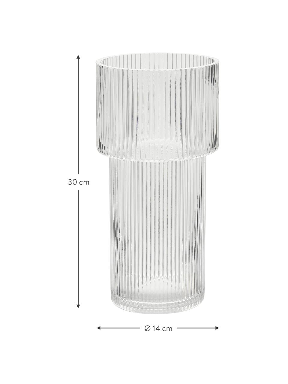Vaso in vetro con superficie rigata Lija, Vetro, Trasparente, Ø 14 x Alt. 30 cm