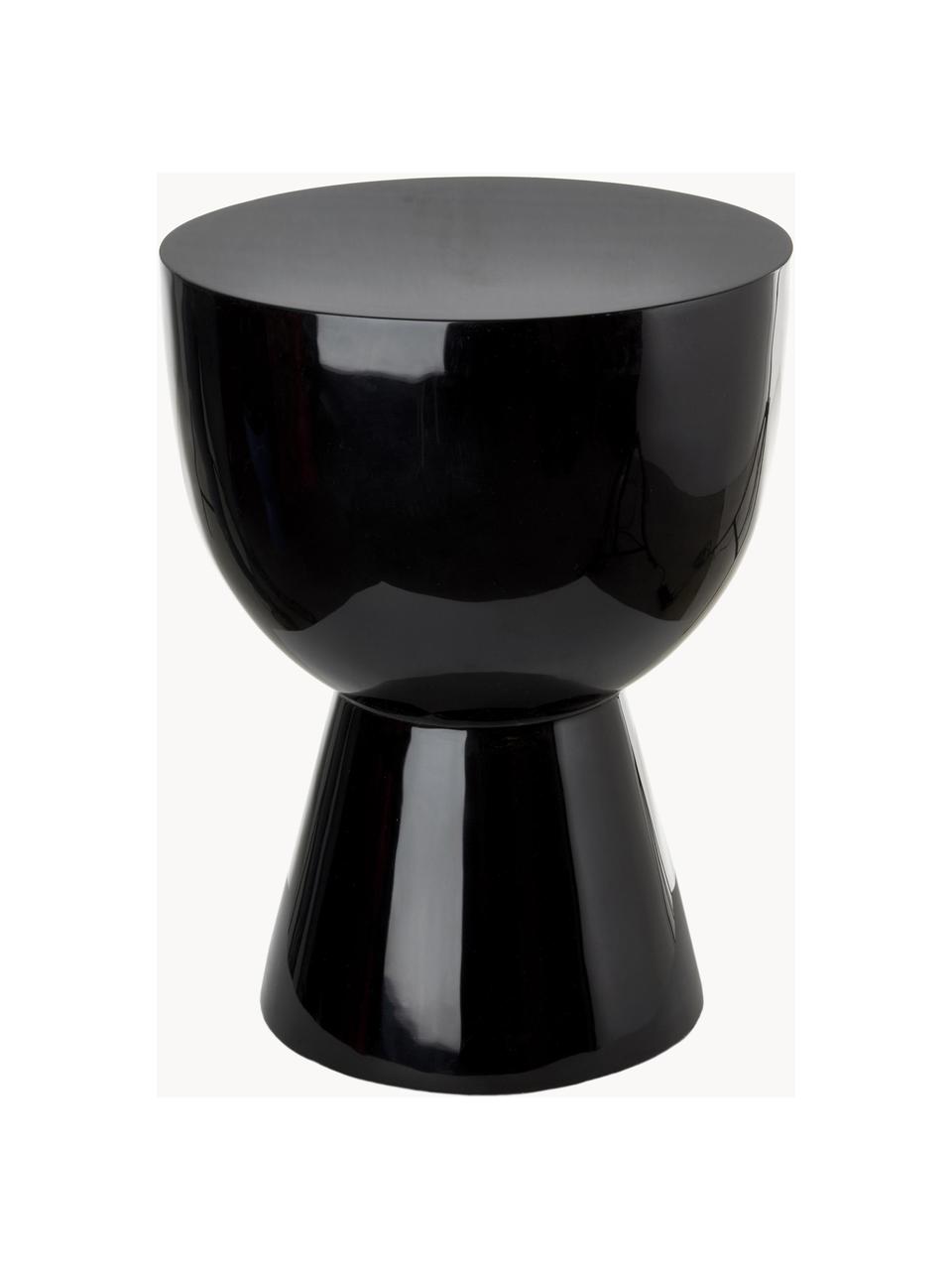 Kulatý odkládací stolek Tam Tam, Lakovaná umělá hmota, Černá, Ø 36 cm, V 46 cm