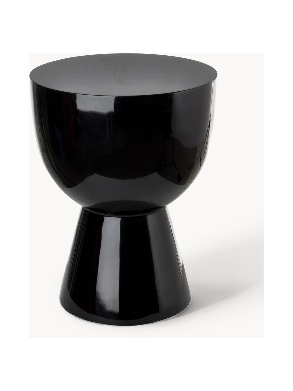 Kulatý odkládací stolek Tam Tam, Lakovaná umělá hmota, Černá, Ø 36 cm, V 46 cm