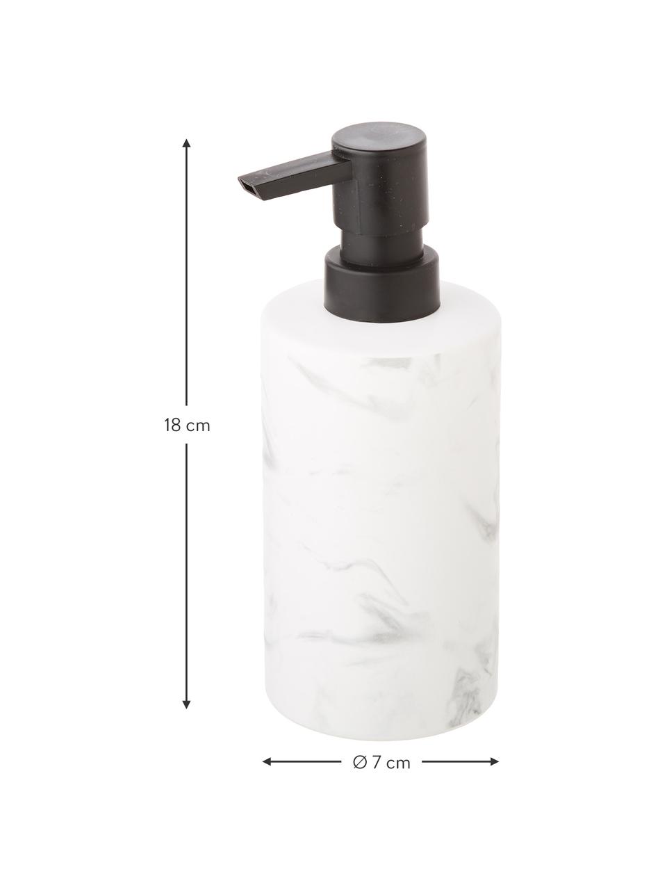 Dosificador de jabón Daro, Recipiente: cerámica, Dosificador: metal, recubierto, Blanco, negro, Ø 7 x Al 18 cm