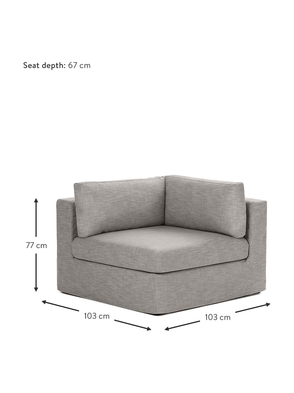 Módulo de esquina sofá Russell, desenfundable, Tapizado: 100% algodón Alta resiste, Tapizado: relleno de espuma, Estructura: madera contrachapada de p, Patas: plástico, Tejido gris, An 103 x F 103 cm
