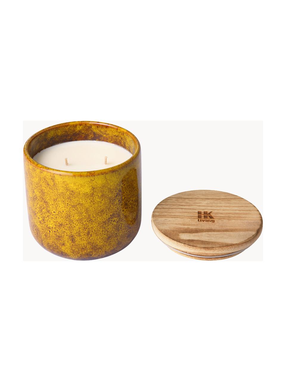 Ručně vyrobená vonná svíčka se dvěma knoty (citrus a broskev) Pleasure, Citrus a broskev, Ø 11 cm, V 10 cm