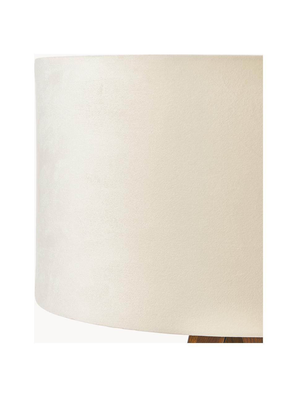 Lampadaire trépied scandi en bois massif Jake, Blanc cassé, brun, haut. 150 cm