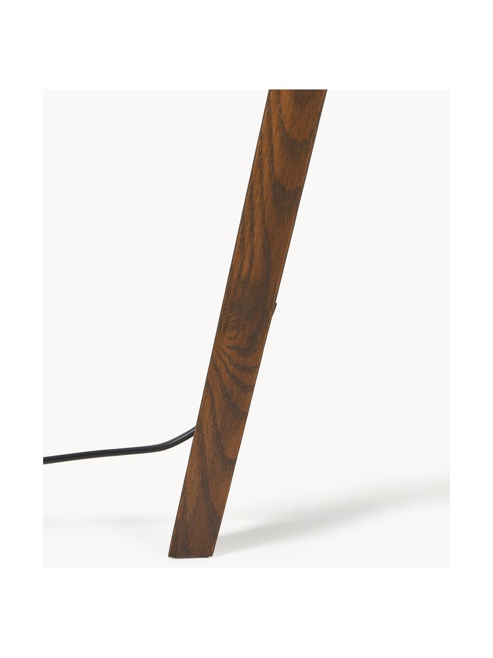 Lampadaire trépied scandi en bois massif Jake, Blanc cassé, brun, haut. 150 cm