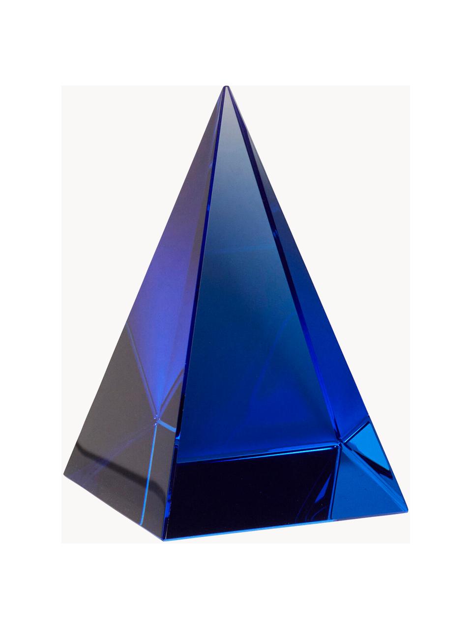 Handgemaakt decoratief object Prism van kristalglas, Kristalglas, Donkerblauw, B 7 x H 10 cm