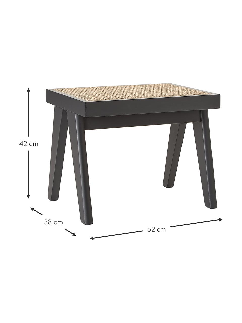 Taburete con tejido vienés Sissi, Estructura: madera de roble maciza, Asiento: ratán, Ratán, negro, An 52 x Al 42 cm