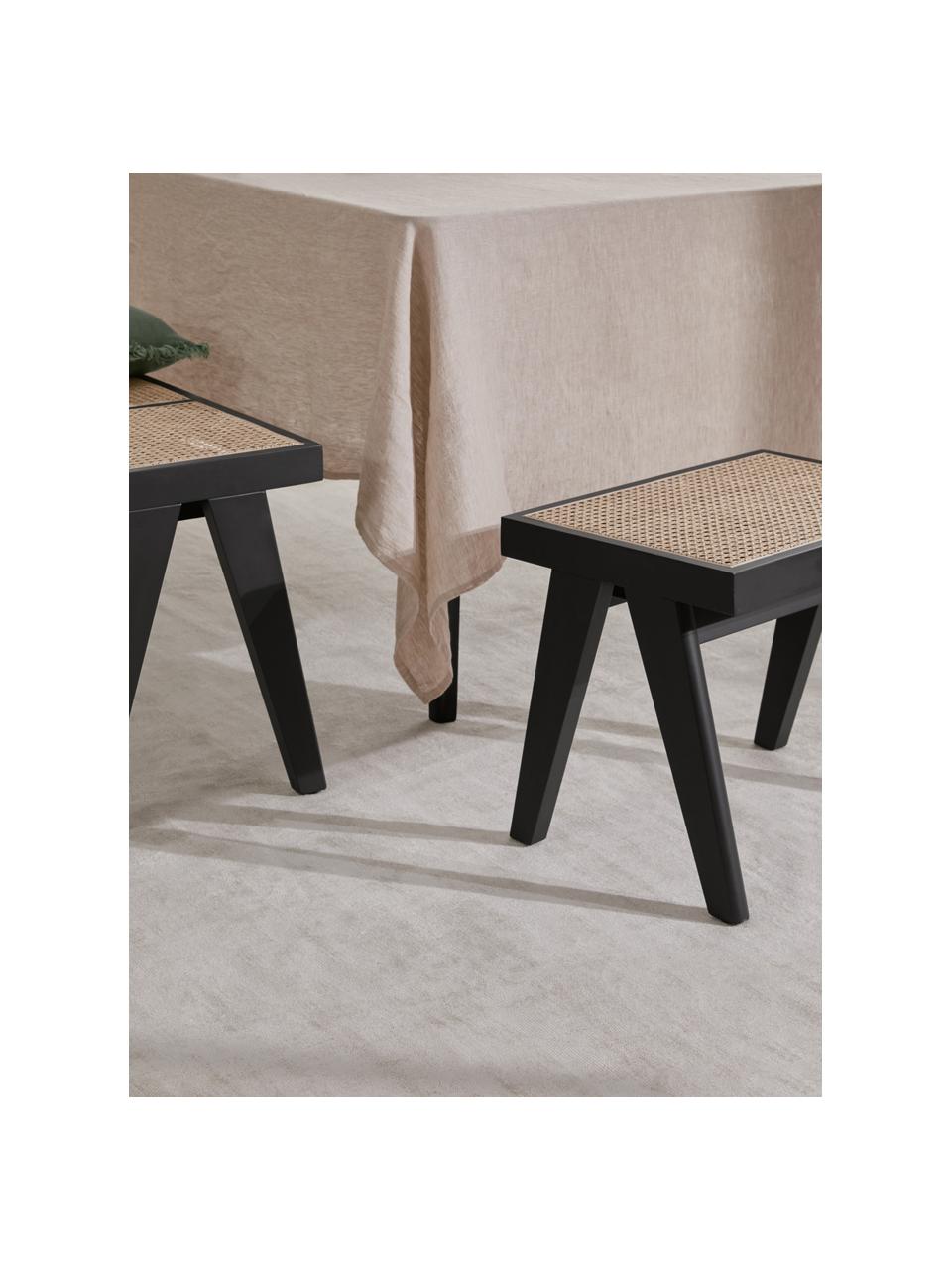 Stołek z plecionką wiedeńską Sissi, Stelaż: lite drewno dębowe, Rattan, czarny, S 52 x W 42 cm