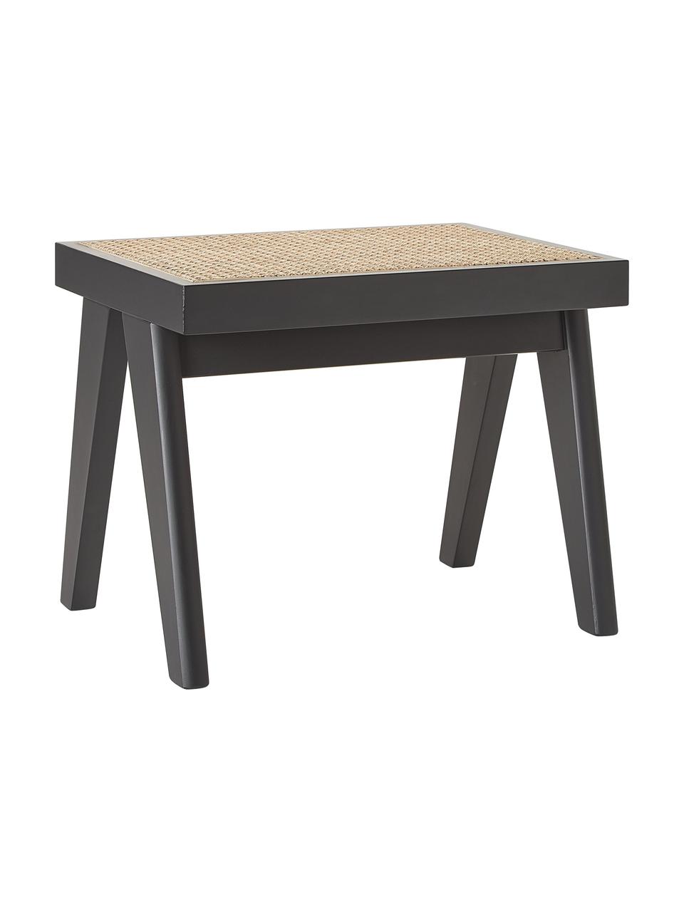 Sgabello con intreccio viennese Sissi, Struttura: legno di quercia massicci, Seduta: rattan, Rattan, nero, Larg. 52 x Alt. 42 cm