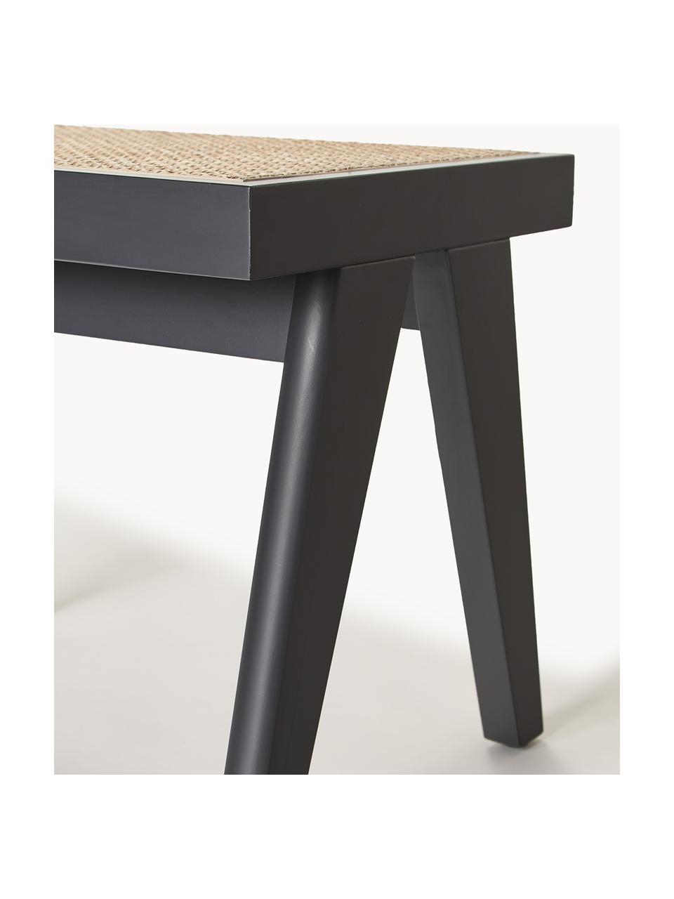 Tabouret en cannage Sissi, Noir, beige clair, larg. 52 x haut. 42 cm