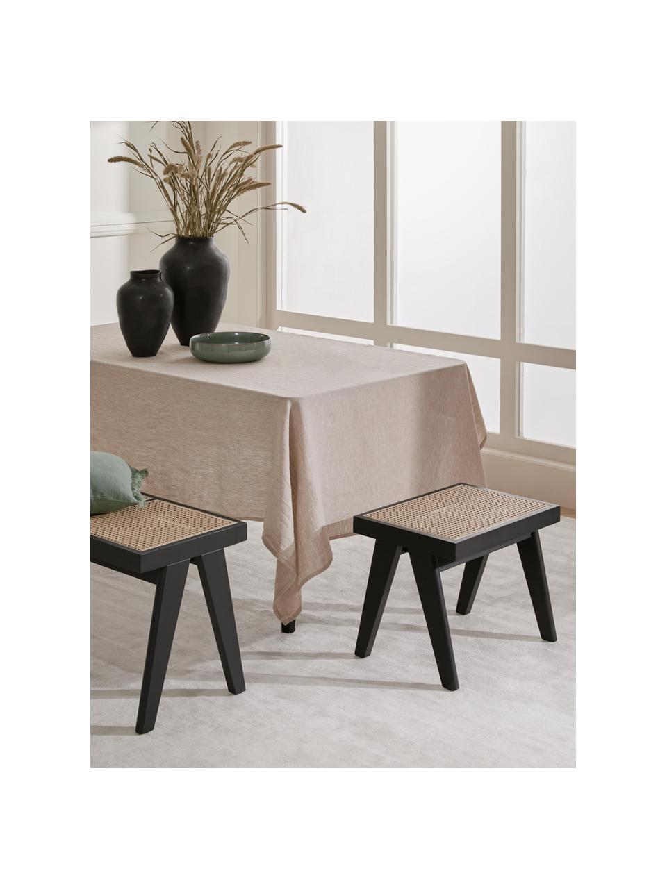 Taburete con tejido vienés Sissi, Estructura: madera de roble maciza, Asiento: ratán, Negro, beige claro, An 52 x Al 42 cm