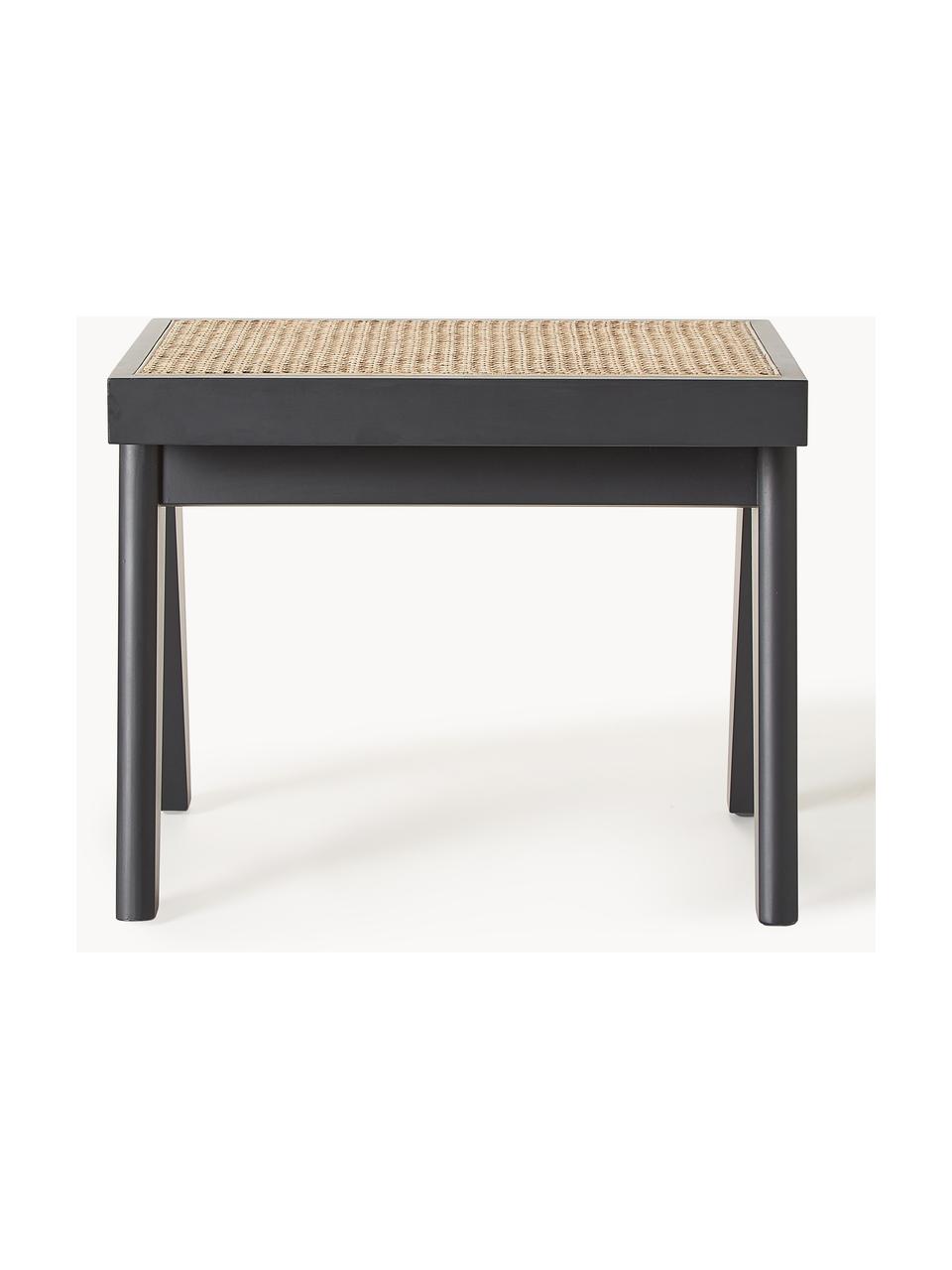 Sgabello con intreccio viennese Sissi, Struttura: legno di quercia massicci, Seduta: rattan Questo prodotto è , Nero, beige chiaro, Larg. 52 x Alt. 42 cm