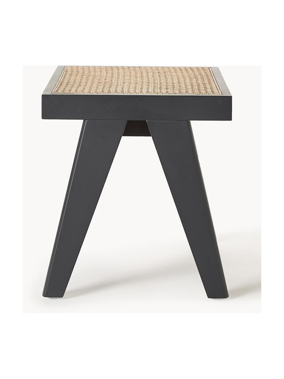 Hocker Sissi mit Wiener Geflecht, Gestell: Massives Eichenholz, Sitzfläche: Rattan Dieses Produkt wir, Schwarz, Hellbeige, B 52 x  H 42 cm