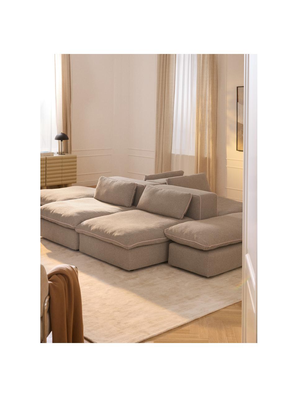 Sofa modułowa XL Felix, Tapicerka: 100% poliester Dzięki tka, Nogi: tworzywo sztuczne Ten pro, Beżowa tkanina, B 360 x T 240 cm