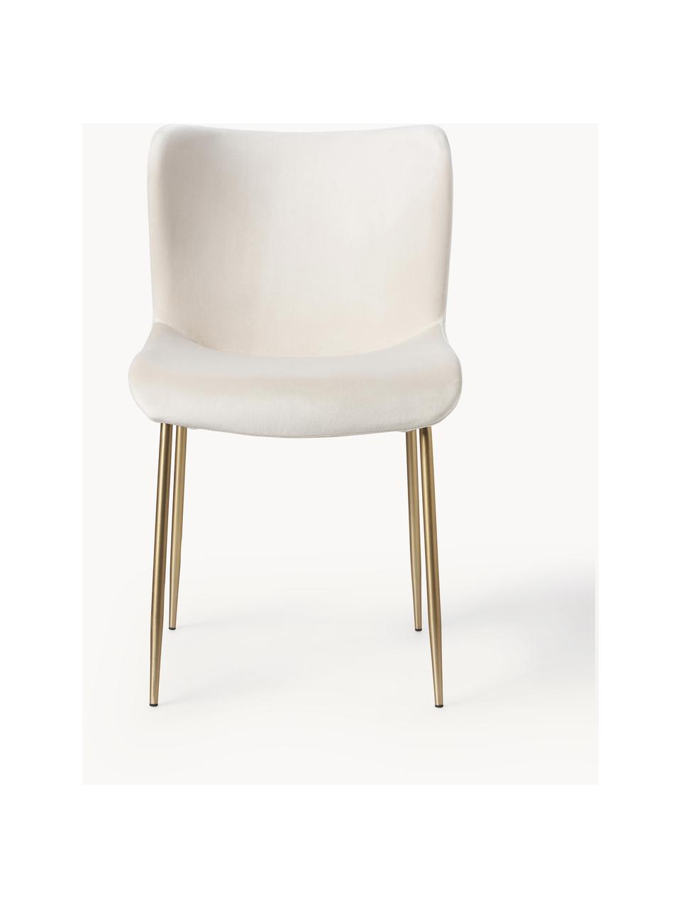 Sametová čalouněná židle Tess, Světle béžová, zlatá, Š 49 cm, H 64 cm