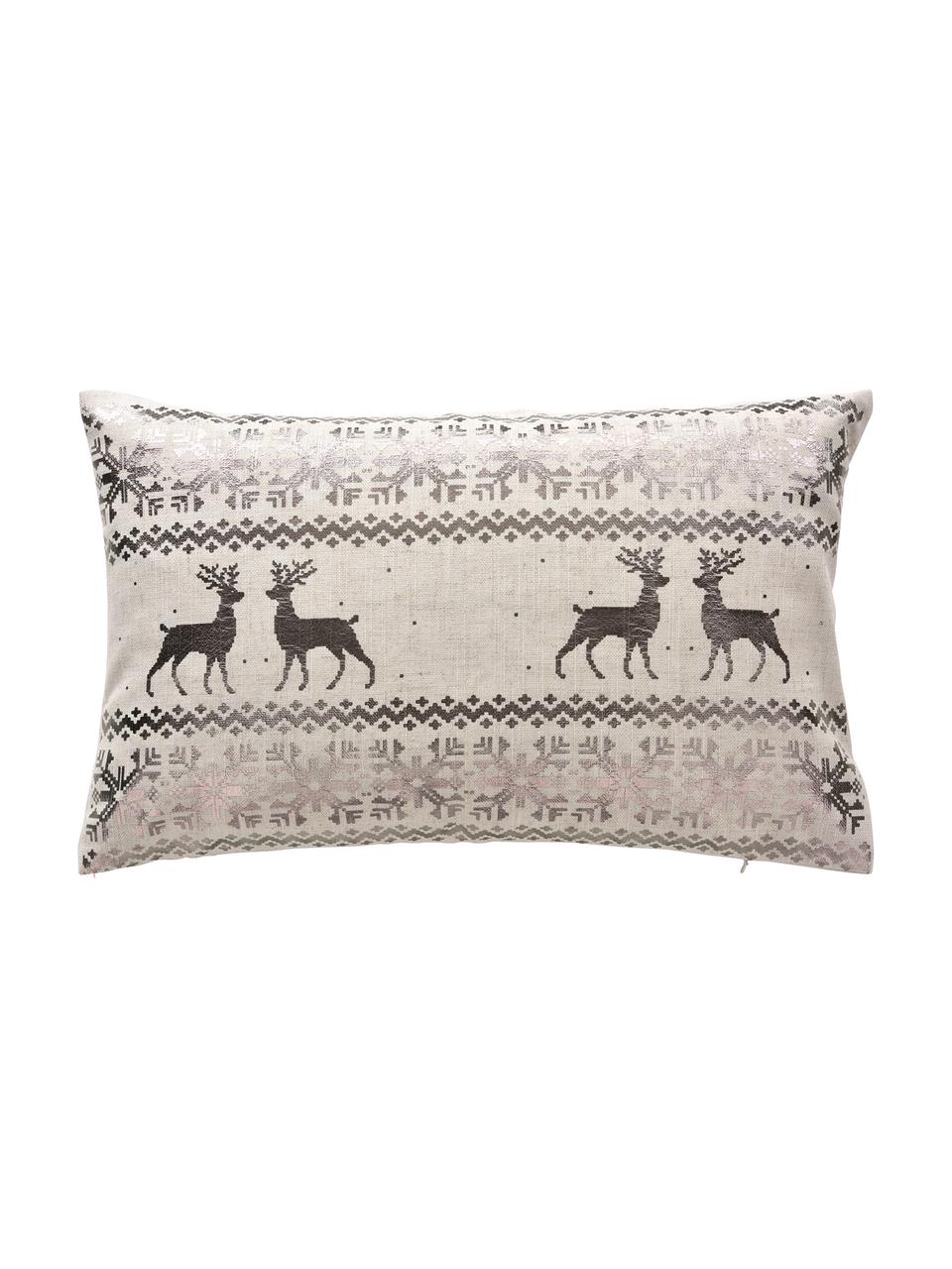 Housse de coussin imprimé Noël brillant Lodge, Bronze, beige