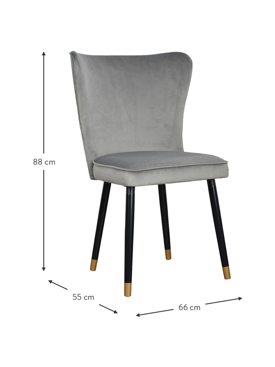 Sametová čalouněná židle Monti, Šedá, Š 55 cm, H 66 cm