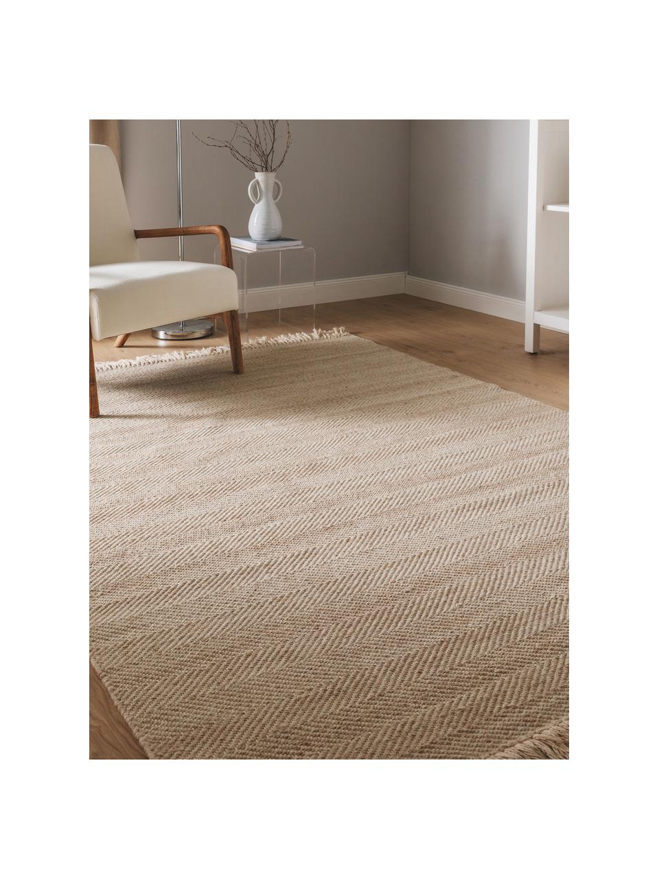 Alfombra artesanal de lana con flecos Lars, 60% lana, 20% algodón, 20% poliéster

Las alfombras de lana se pueden aflojar durante las primeras semanas de uso, la pelusa se reduce con el uso diario., Beige, An 80 x L 150 cm (Tamaño XS)