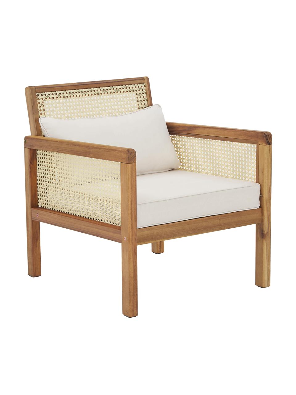 Garten-Loungesessel Vie mit Wiener Geflecht, Bezug: 100% Polyester Der hochwe, Gestell: Massives Akazienholz, geö, Wiener Geflecht: Polyethylen, Beige, B 68 x T 78 cm