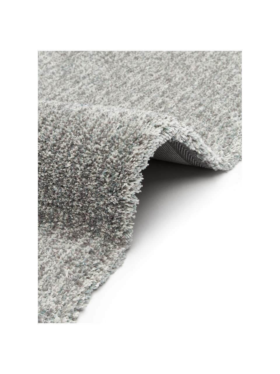 Tapis de couloir moelleux à poils longs gris/vert menthe Marsha, Gris, vert menthe, larg. 80 x long. 200 cm