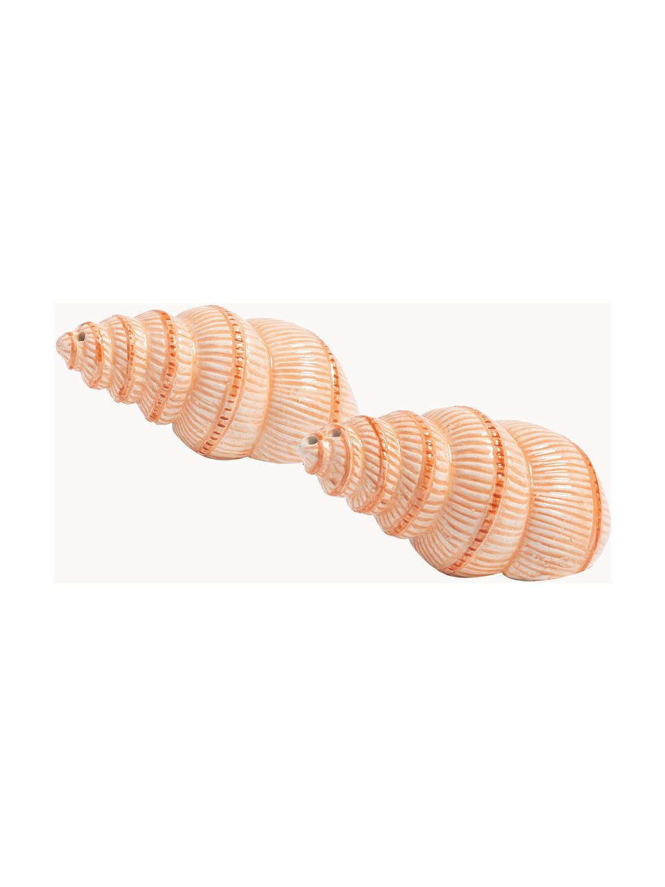 Set saliera e pepiera in dolomite dipinte a mano Shell 2 pz, Dolomite, smaltata, Arancione, albicocca, Larg. 10 x Alt. 4 cm