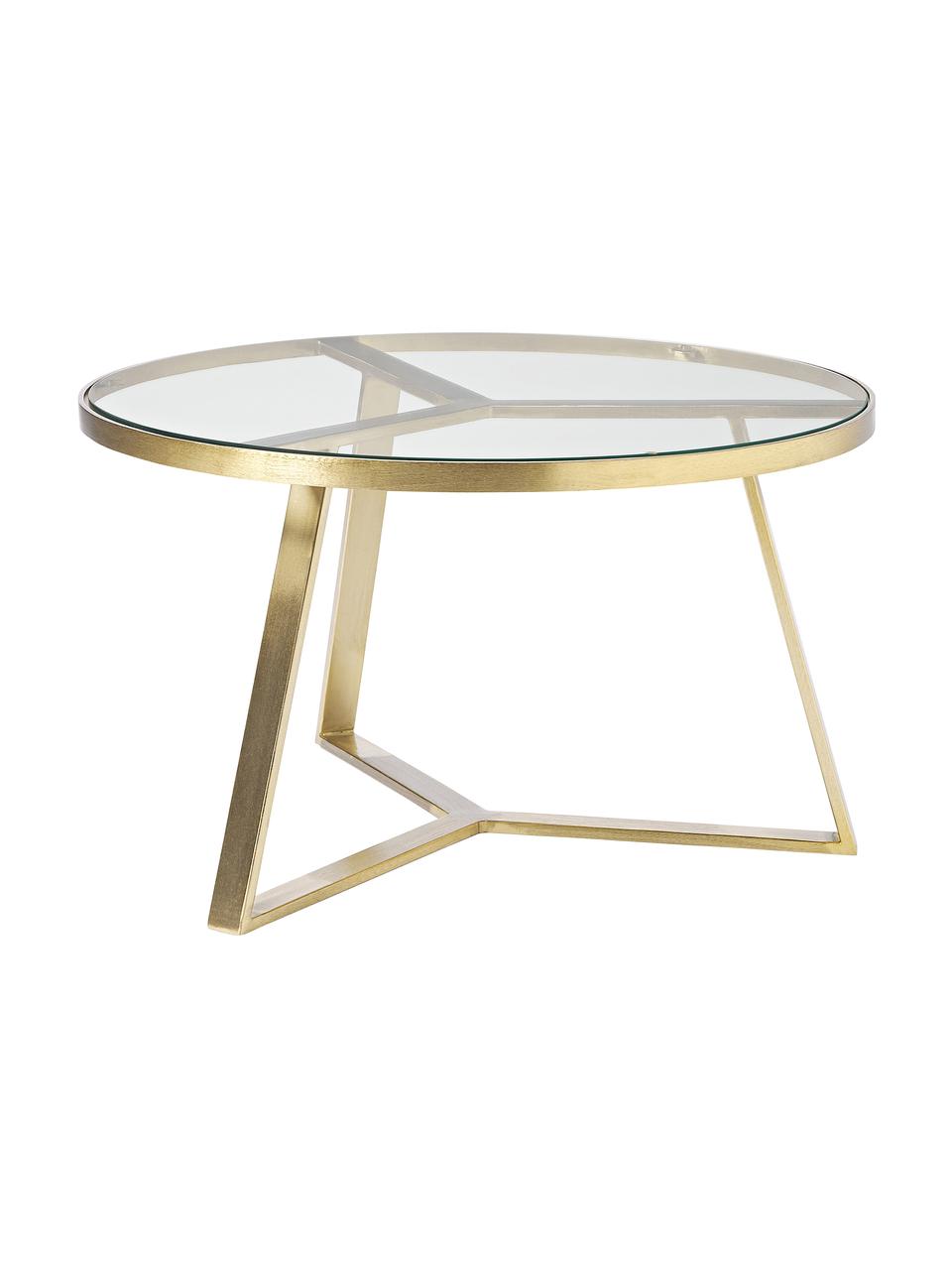 Table basse ronde en verre Fortunata, Transparent, couleur dorée, Ø 100 cm