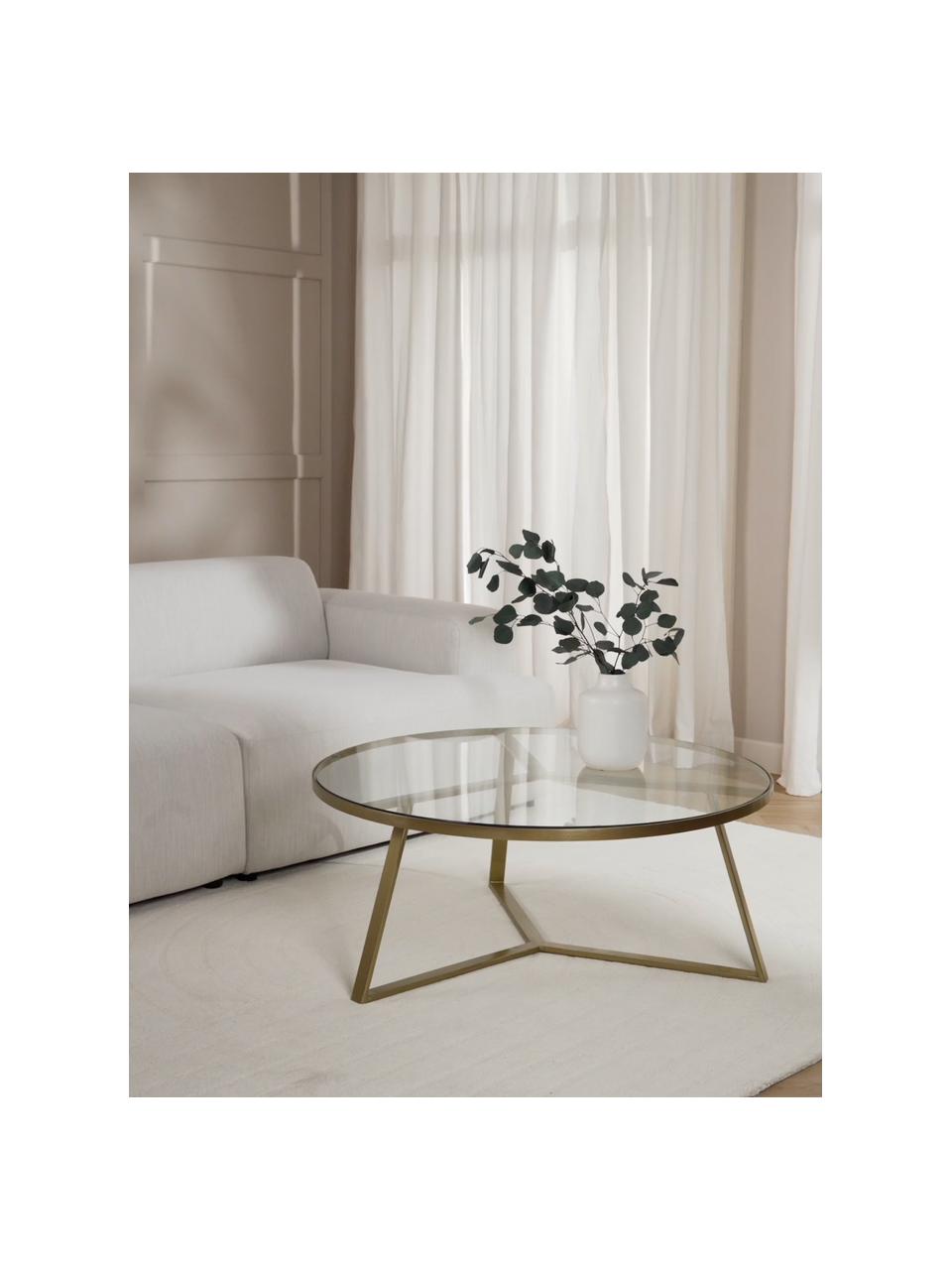 Table basse ronde en verre Fortunata, Transparent, couleur dorée, Ø 100 cm