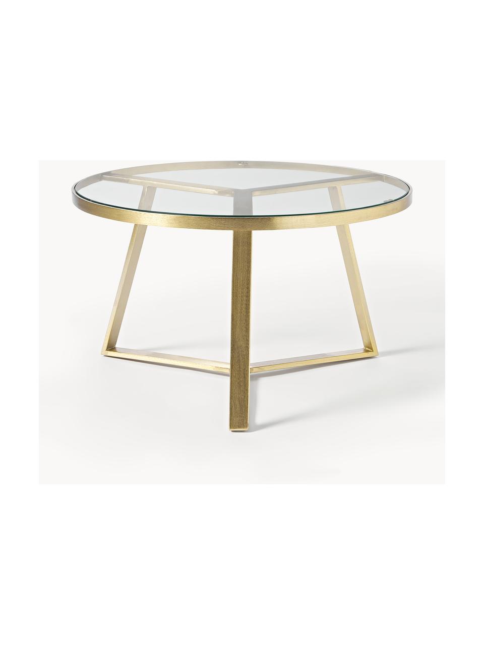 Table basse ronde en verre Fortunata, Transparent, doré, Ø 70 x haut. 40 cm