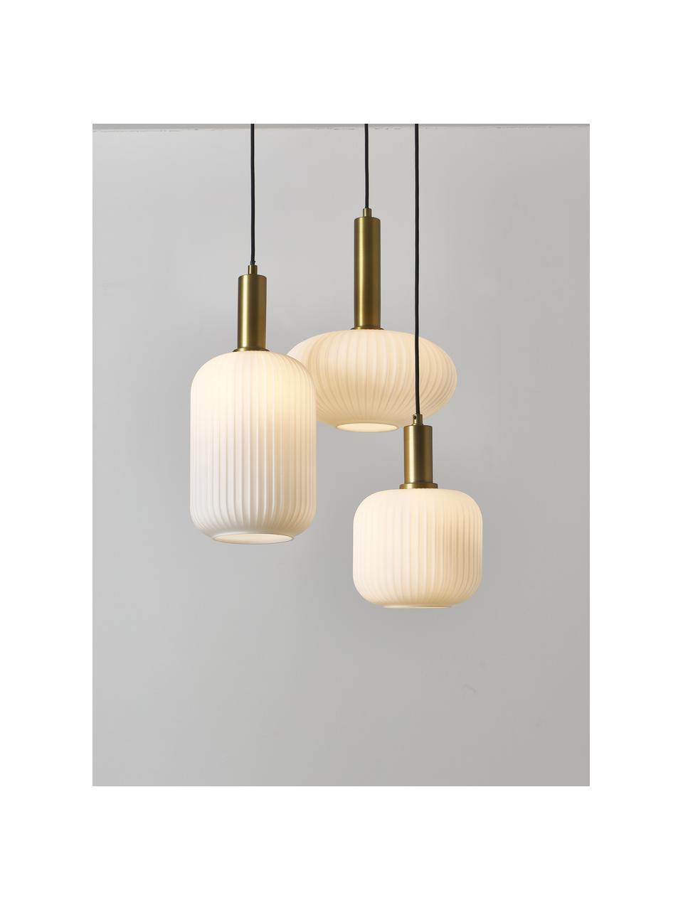 Lampa wisząca ze szkła opalowego Candela, Biały, odcienie mosiądzu, S 49 x G 45 cm